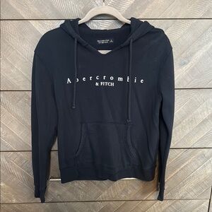 Abercrombie & Fitch Black Hoodie with Ribbed Cuffs